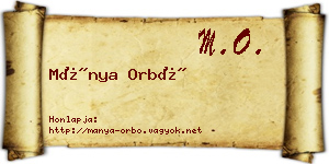 Mánya Orbó névjegykártya